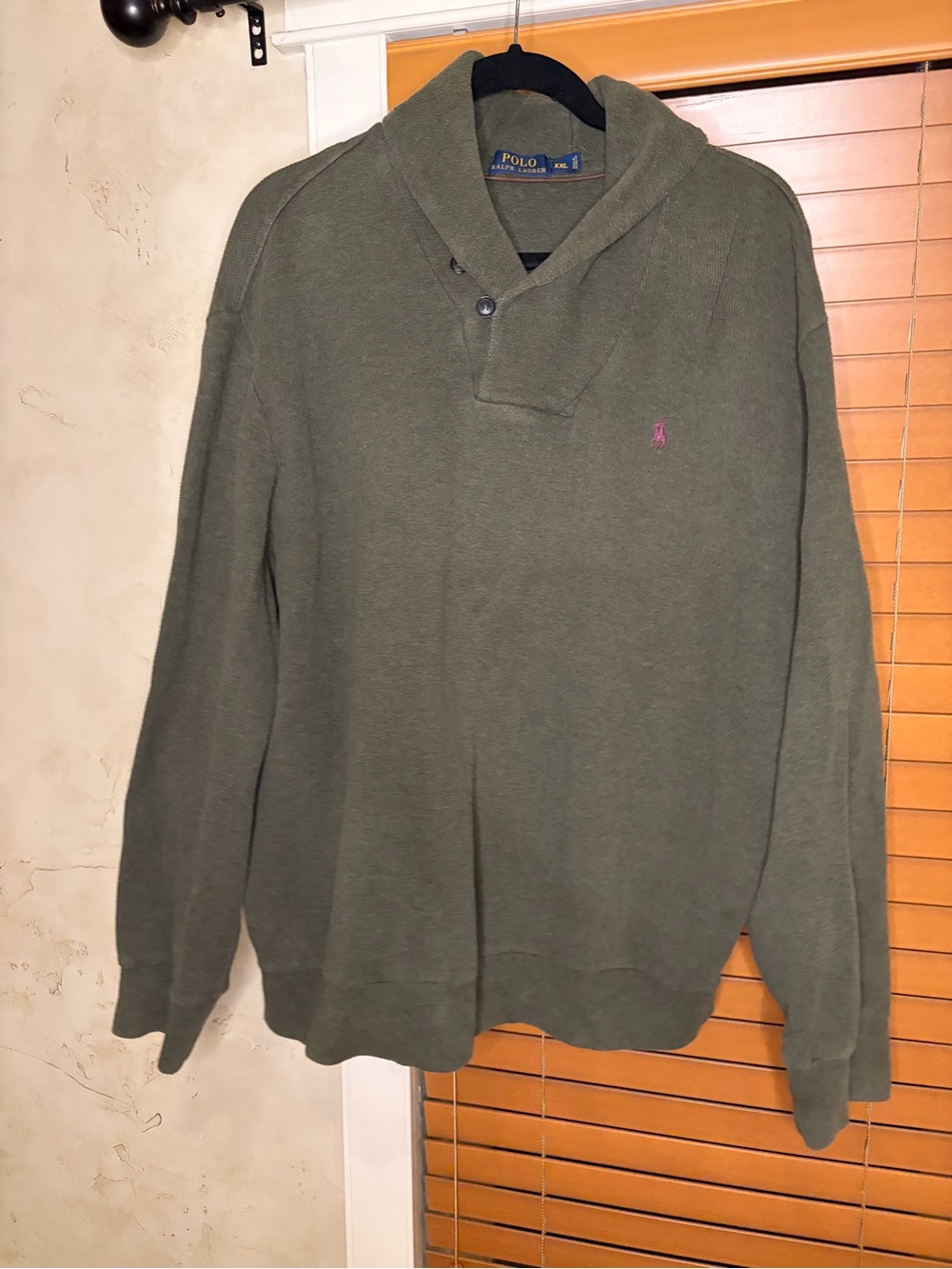 Ralph Lauren Olive Green Shawl-Collar Turtleneck Sweater